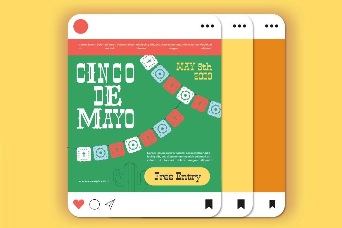 平面设计五月五日节人物矢量插画集 Pink Flat Design Cinco De Mayo Illustration Set 设计素材 sucaiwan.com