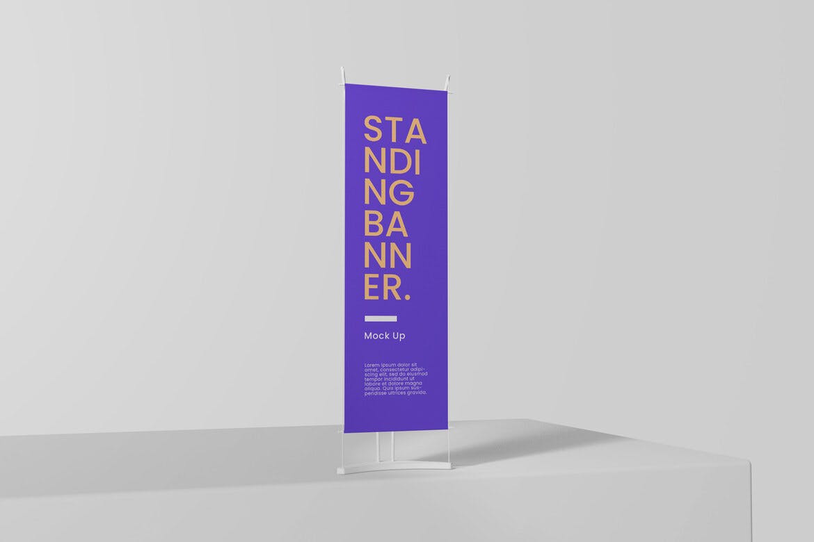 站立式长矩形广告Banner样机 standing banner mockup 样机素材 sucaiwan.com