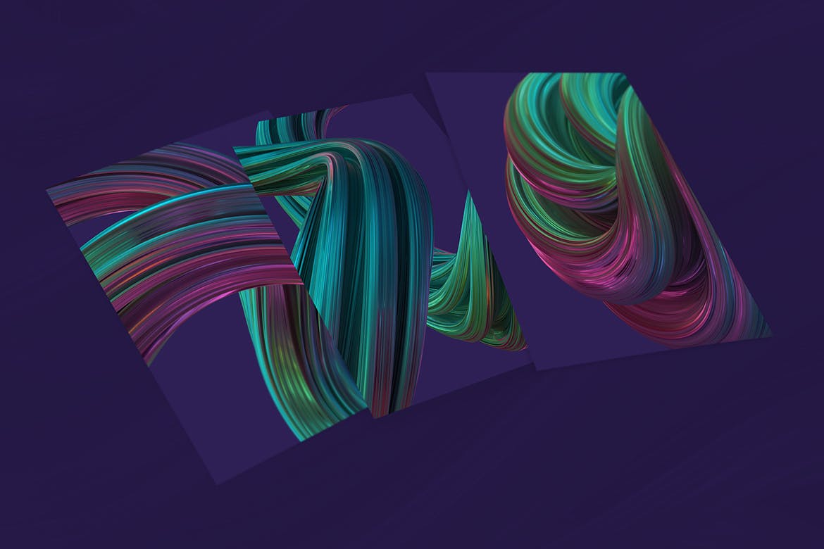 扭曲形状抽象3D渲染多彩背景 Abstract 3D Rendering of Twisted Shapes – Colorful 图片素材 sucaiwan.com