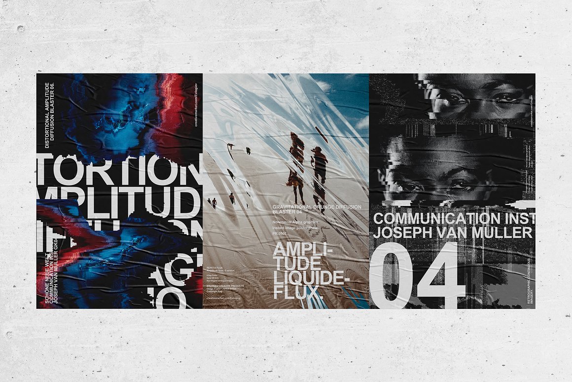 20个抽象扭曲故障主视觉海报图片设计效果PSD样式模板 Evlogiev – Distort Image Poster 样机素材 sucaiwan.com