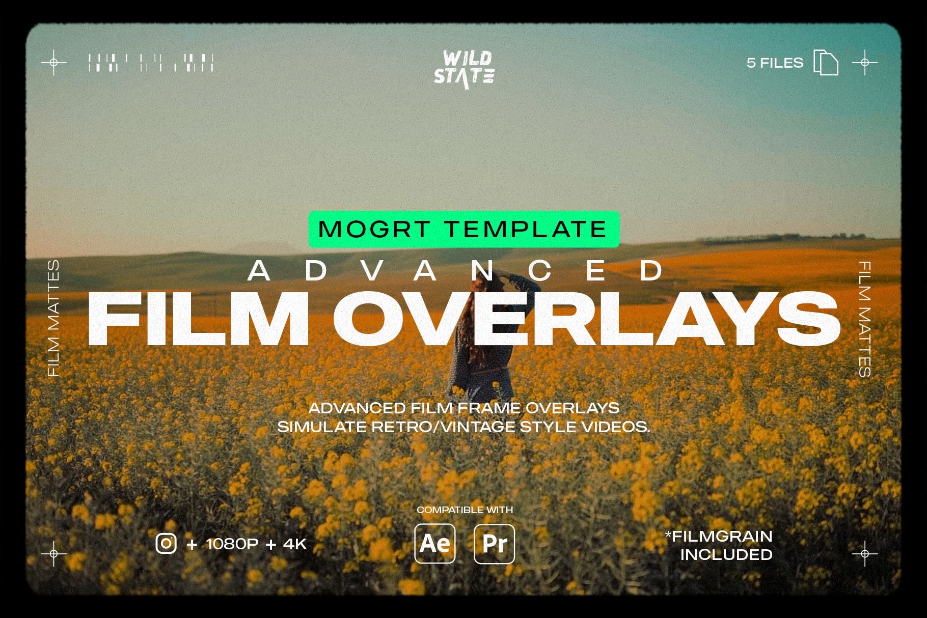 AE+PR预设：复古柯达胶片电影帧4K叠加边框遮罩预设 Advanced Film Overlays | 4K + 1080P 插件预设 sucaiwan.com