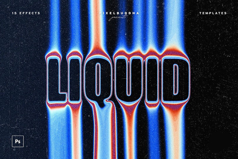 迷幻视觉酸性复古液体艺术音乐海报封面融化文字效果 Liquid Text Effects Collection 设计素材 sucaiwan.com