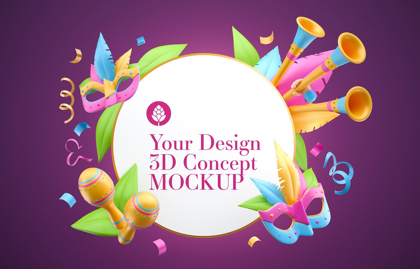 狂欢节元素框架样机图psd素材 Set Carnival Frames Mockup 样机素材 sucaiwan.com