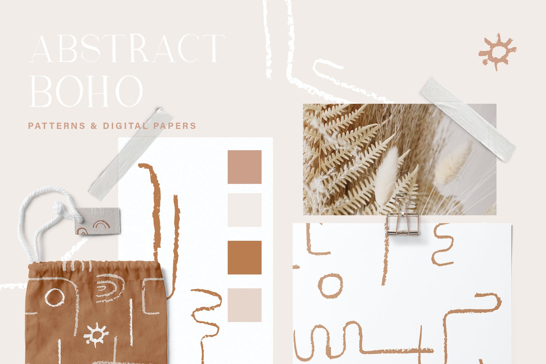 抽象波西米亚风图案素材 Abstract Boho Patterns 图片素材 sucaiwan.com