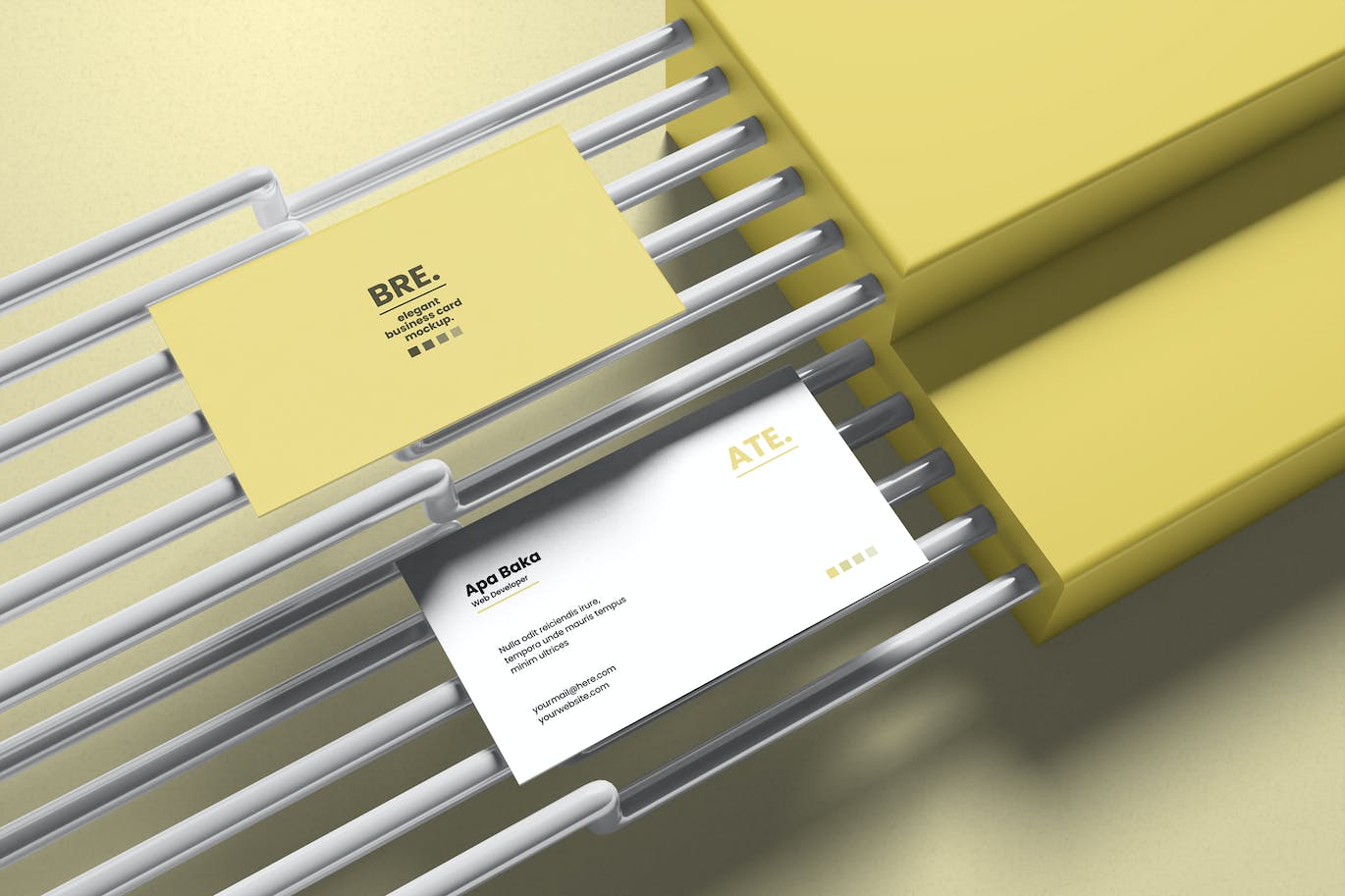 优雅圆管场景名片展示样机psd模板 Elegant Business Card Mockup V3 样机素材 sucaiwan.com