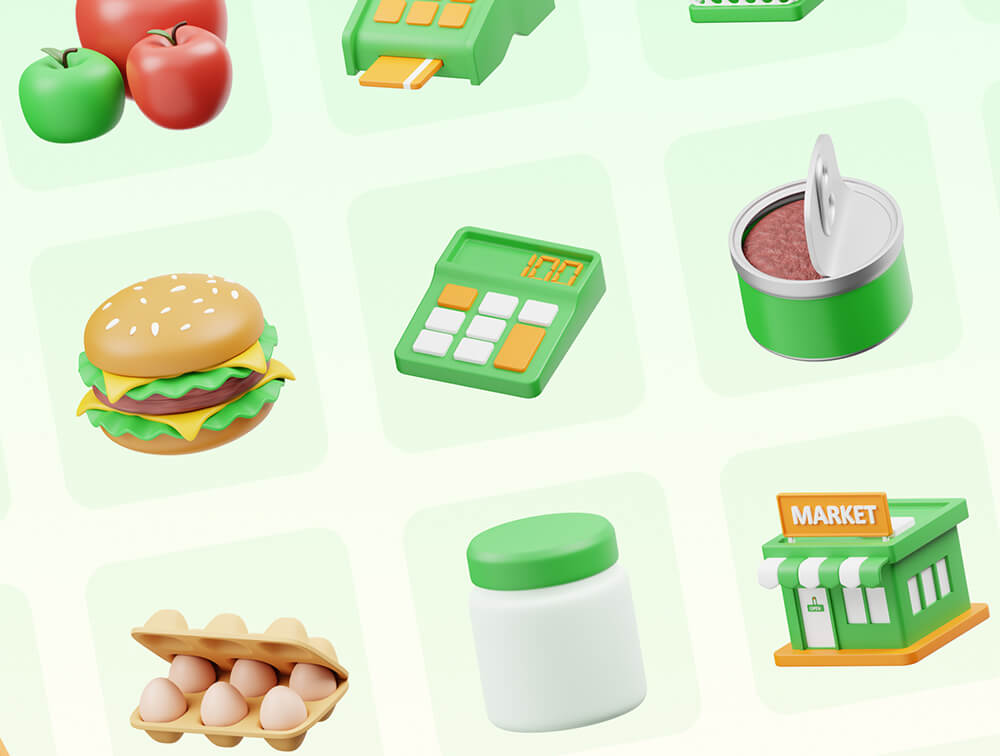 超市3D图标 图标素材 sucaiwan.com