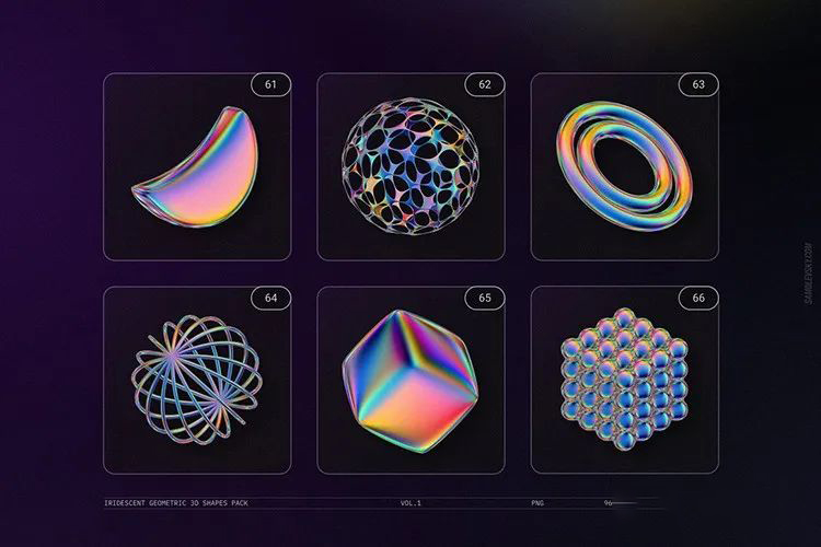 设计资源-100款立体渐变酸性镭射金属PNG素材 图片素材 sucaiwan.com