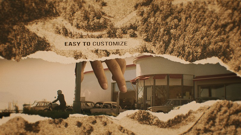 PR模板：复古风格撕纸效果宣传简介开场预告片 插件预设 sucaiwan.com