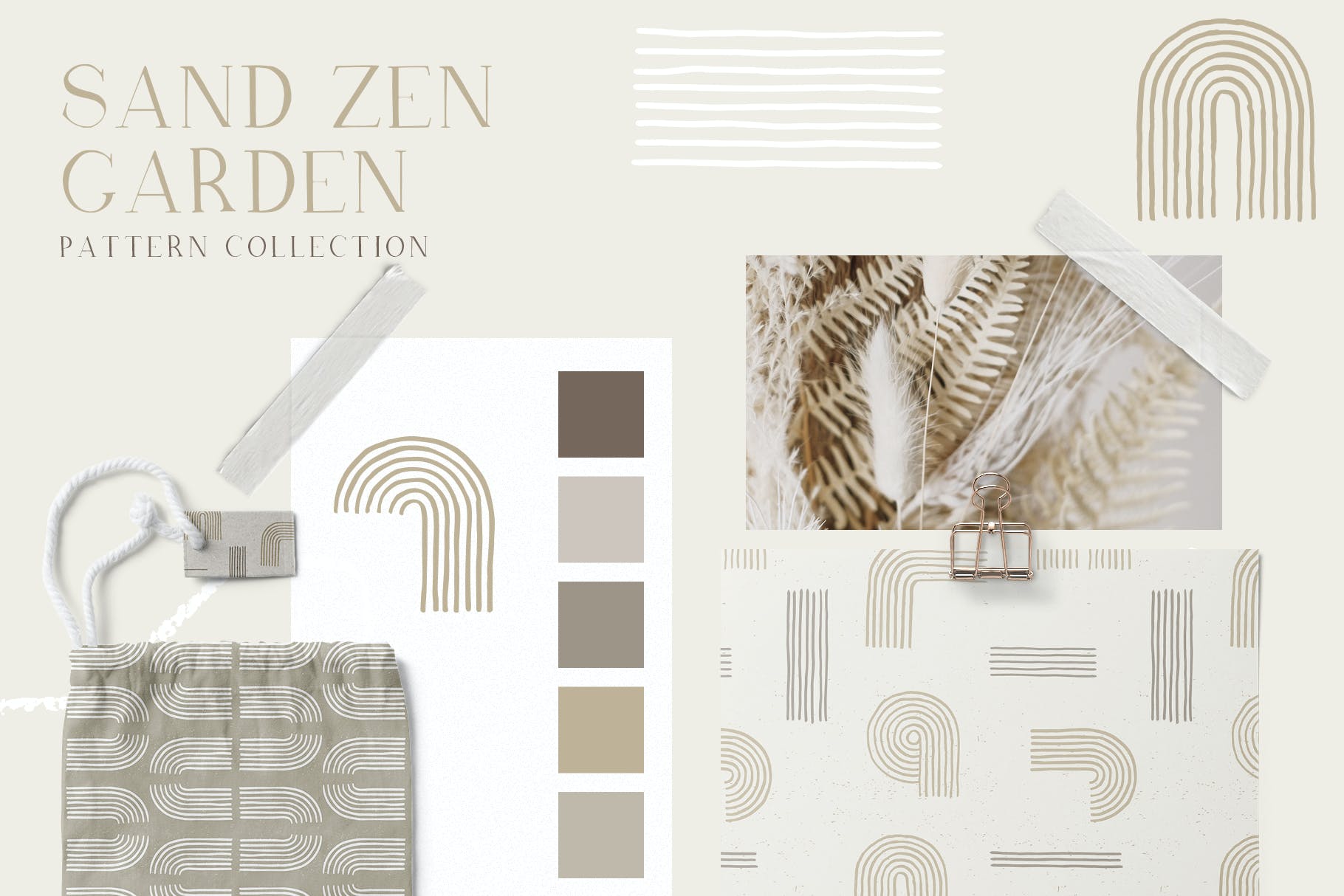 沙禅园几何形状无缝图案 Sand Zen Garden – Seamless Patterns 图片素材 sucaiwan.com