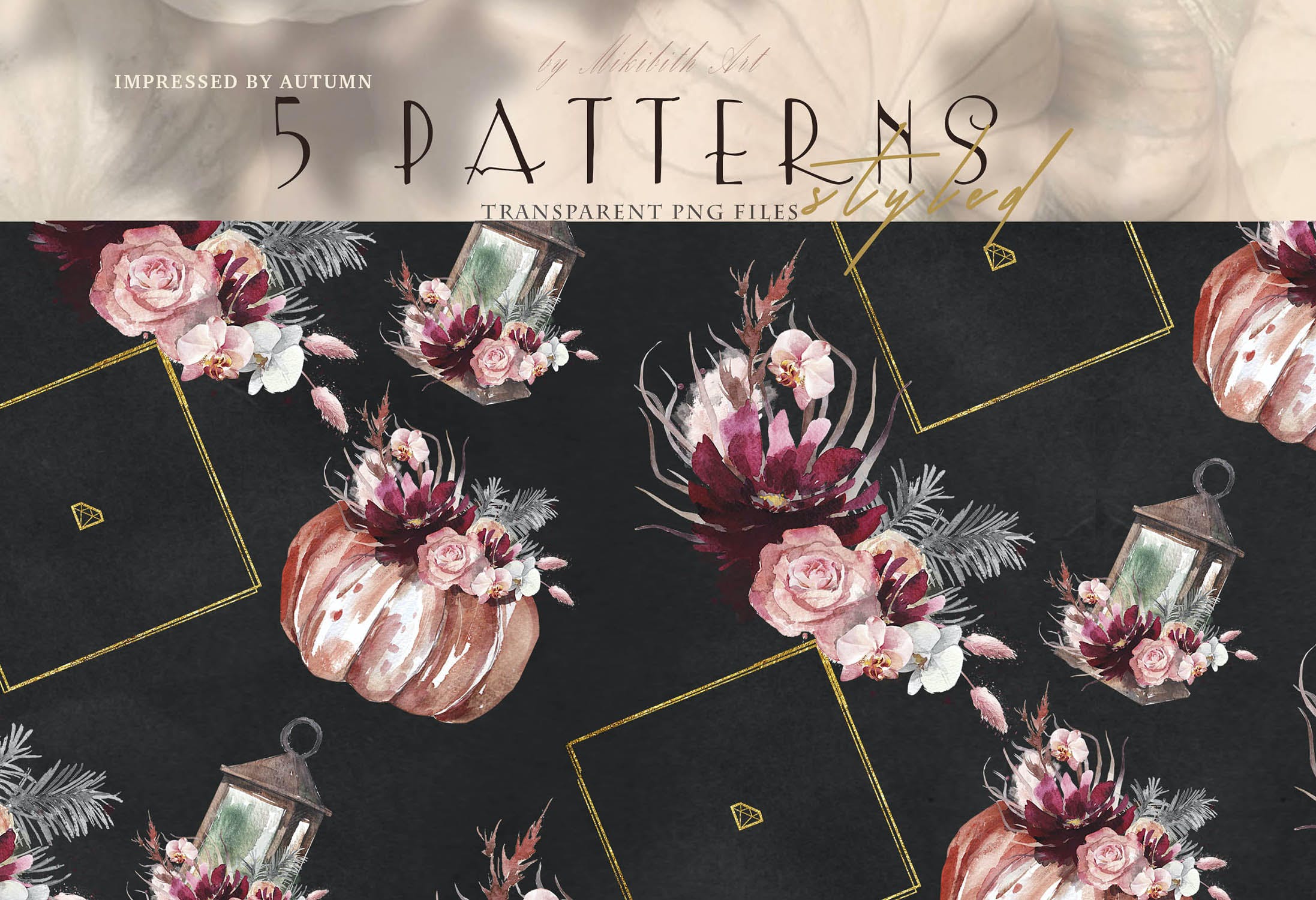 波西米亚风格花卉图案 Floral boho styled Patterns 图片素材 sucaiwan.com