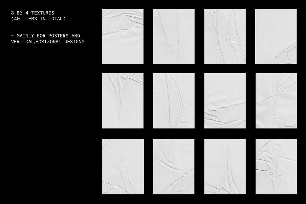 40种真实胶合纸纹理折叠褶皱牛皮纸纸张纹理艺术品背景包 Glued Poster Textures Collection . sucaiwan.com