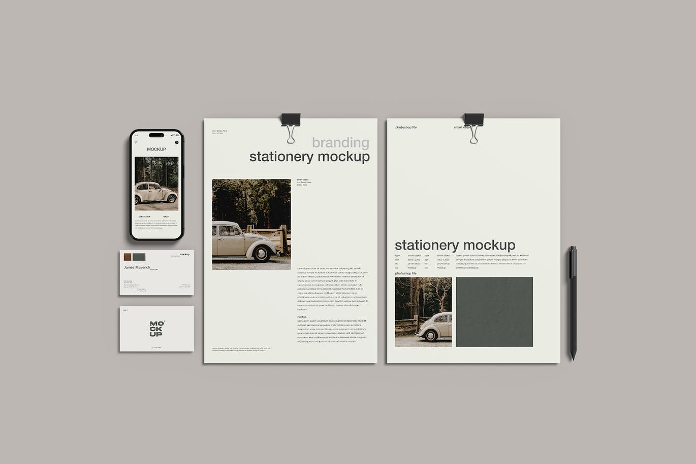 优雅的文具品牌设计样机 Elegant Stationery Branding Mockup 样机素材 sucaiwan.com