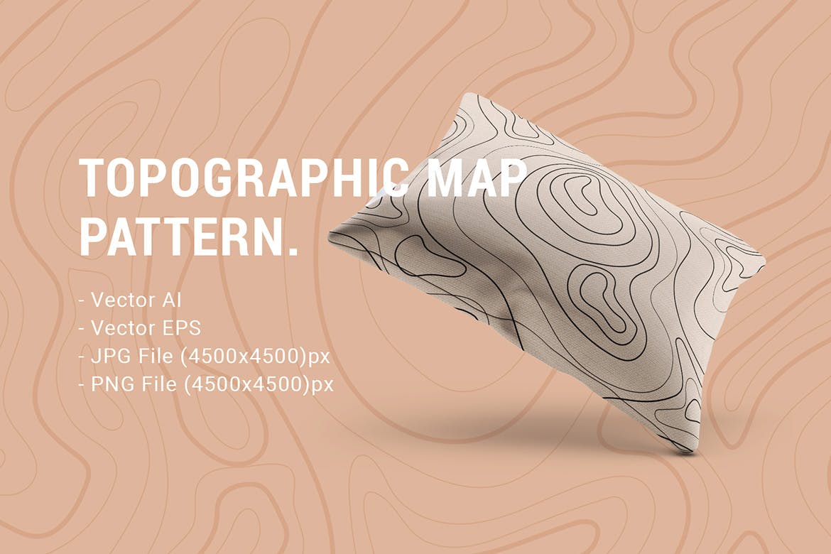地貌地形无缝装饰图案 Seamless Pattern Topographic Map 图片素材 sucaiwan.com