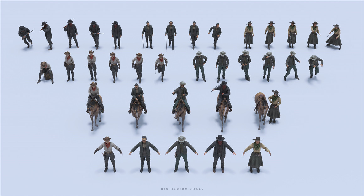Blender模型：狂野西部牛仔人物马匹房屋建筑骑道具3D模型捆绑包 BuildingsBigMediumSmall - WildWest Collection Bundle 影视音频 sucaiwan.com