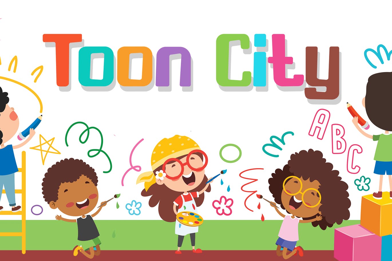 儿童卡通书籍无衬线字体素材 Toon City – Kids Font 设计素材 sucaiwan.com