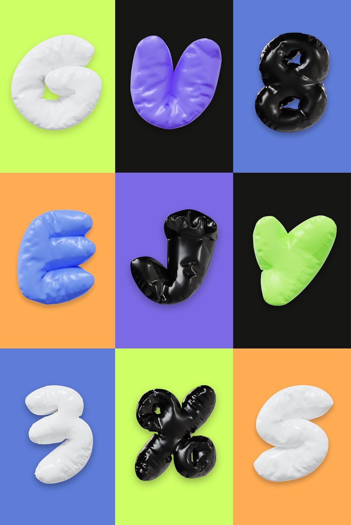 240多个趣味卡通3D渲染Y2K铝箔质感金属气球镀铬英文字母PNG元素设计套装 3D Inflated Type – Letters Numbers 设计素材 第7张-素材湾丨精选海外优质设计素材资源 240多个趣味卡通3D渲染Y2K铝箔质感金属气球镀铬英文字母PNG元素设计套装 3D Inflated Type – Letters Numbers 设计素材 sucaiwan.com