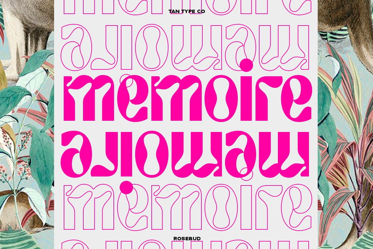 英文字体：90年代复古迷幻扭曲Y2K怪诞字母标题图标设计英文字体 TAN – ROSEBUD Font 设计素材 sucaiwan.com