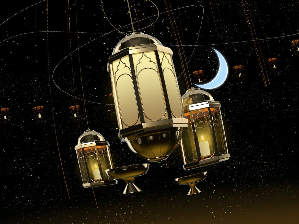 3D奢华装饰吊灯背景 Eastern Fanous Lantern 图片素材 sucaiwan.com