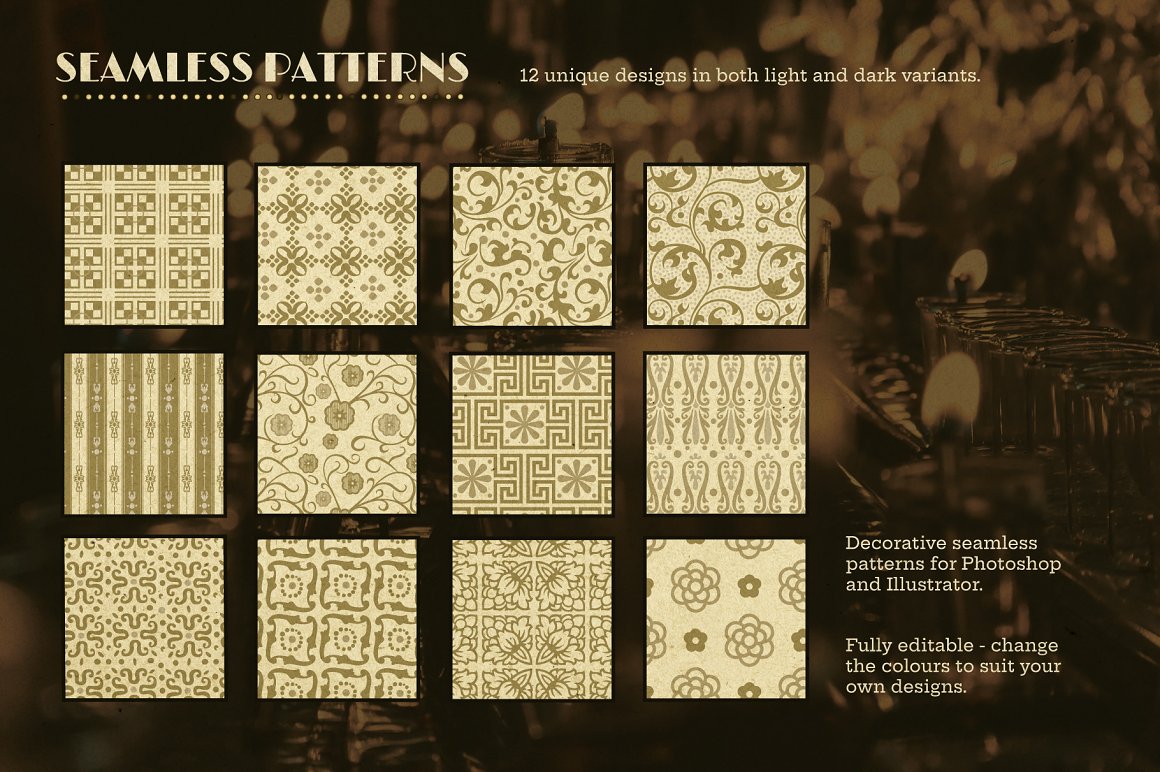 经典美式浮桥黑金舞厅酒吧标牌边框纹理插图AI矢量设计素材包 样机素材 sucaiwan.com