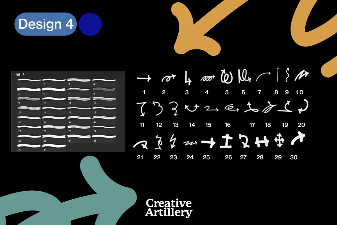 335款箭头飞箭涂鸦线条毛笔笔刷艺术绘画效果PS笔刷+PNG免抠图设计素材套装 Arrows Brush 图片素材 sucaiwan.com