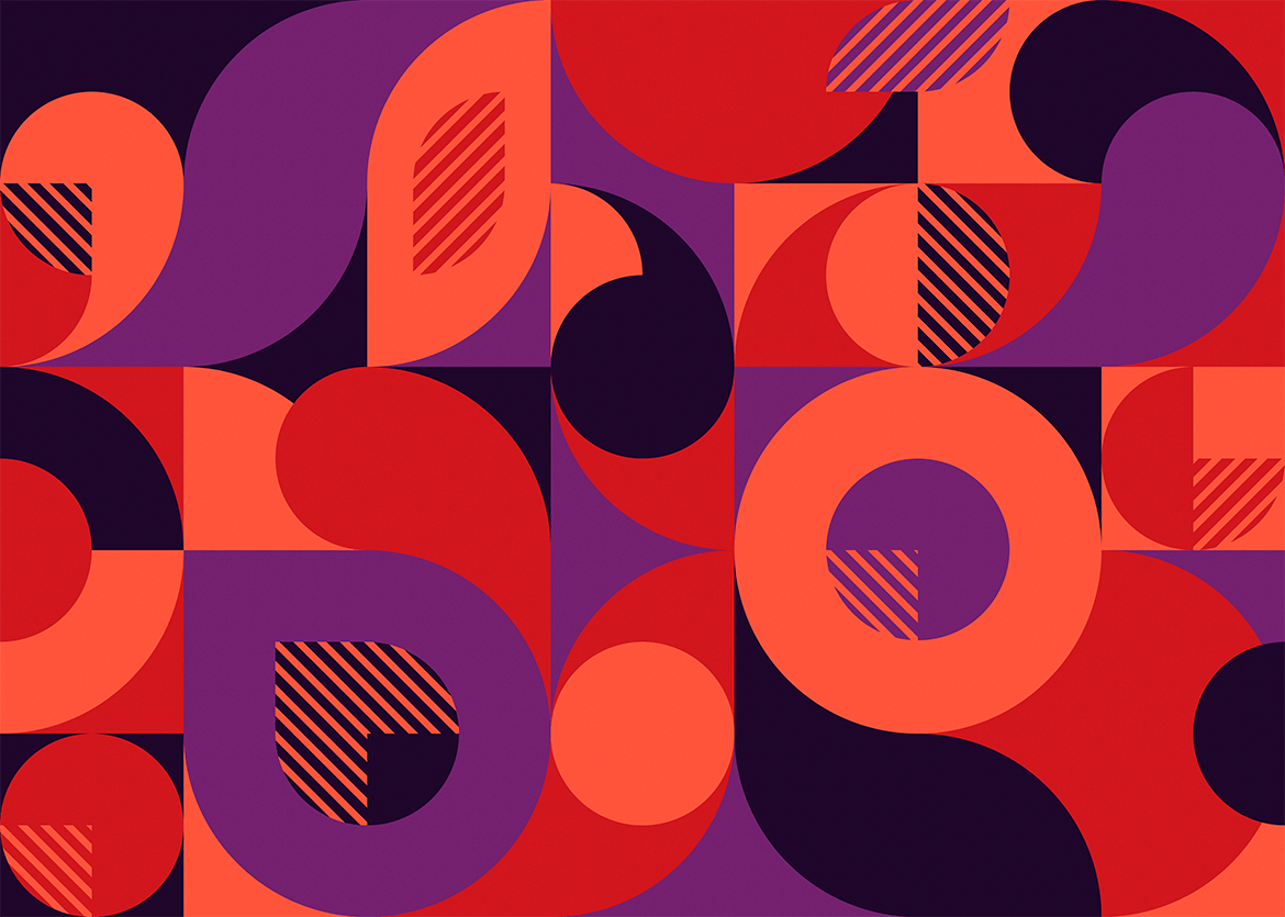 几何形状包豪斯图案背景 Bauhaus Patterns with Geometric Shapes 图片素材 sucaiwan.com