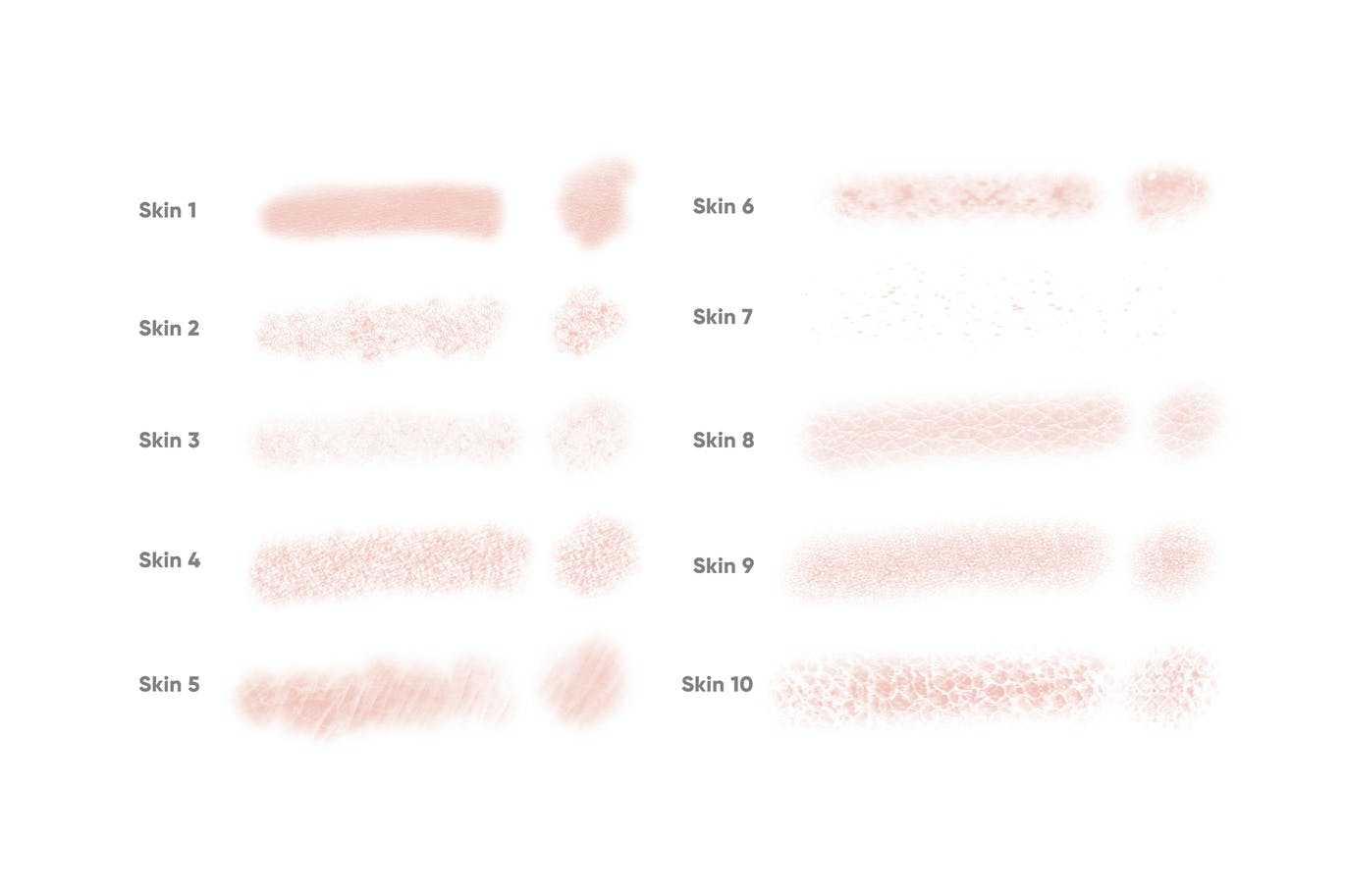 10个iPad专用皮肤Procreate笔刷素材 10 Skin Brushes Procreate 笔刷资源 sucaiwan.com