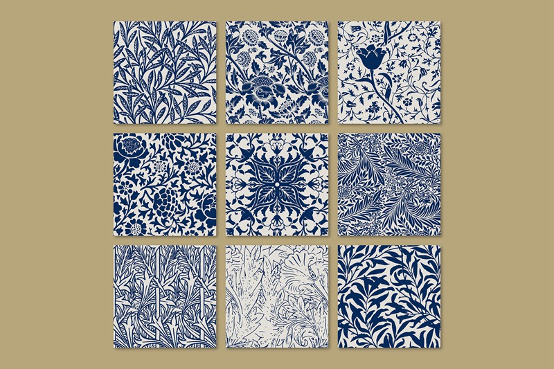 复古叶子无缝图案背景合集 Vintage leaf seamless pattern background set 图片素材 sucaiwan.com