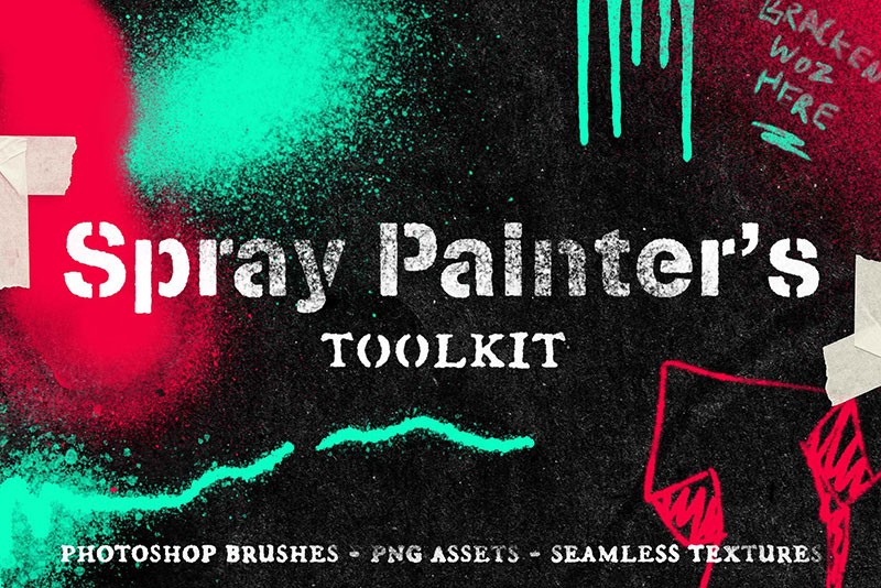 28个逼真涂鸦喷漆PS笔刷套装 笔刷资源 sucaiwan.com