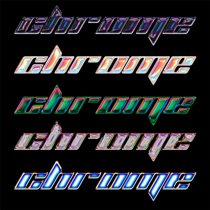 酸性Y2K半调镀铬金属3D立体文字标题logo特效PSD样机 CHROME PACK VOL.1 by Hvnter . sucaiwan.com