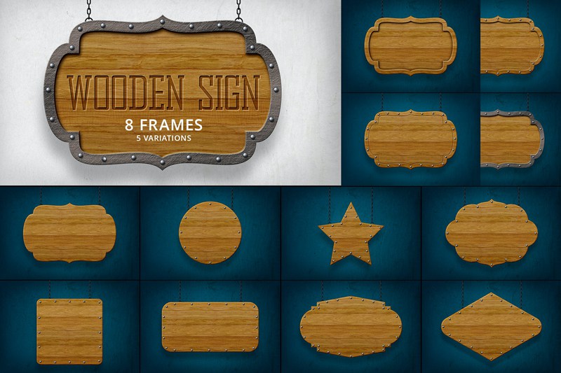 复古木牌/木框背景素材 Wooden Sign / Wooden Frames 图片素材 sucaiwan.com