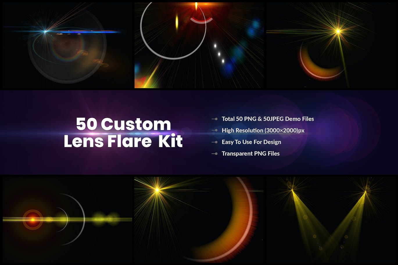 50个自定义镜头光晕和灯光效果套件 50 Custom Lens Flare & Light Effects kit 图片素材 sucaiwan.com