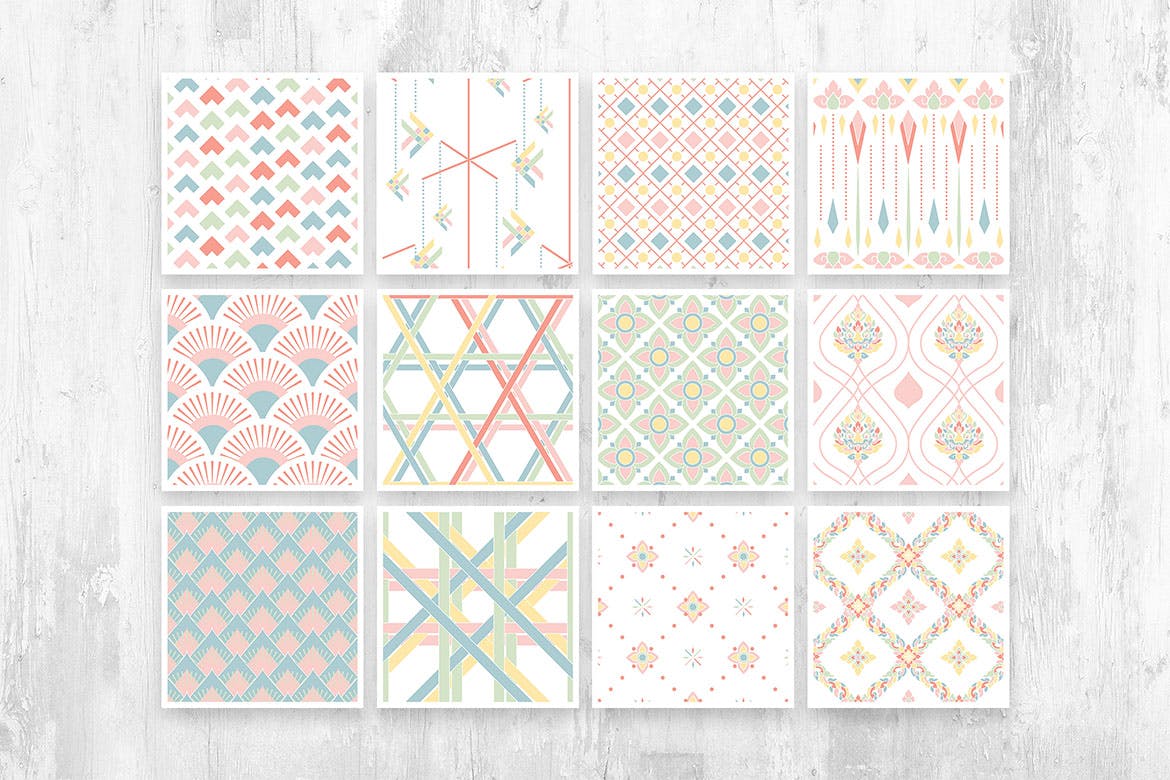 泰国文化无缝图案集合 Thai Patterns Collection 图片素材 sucaiwan.com