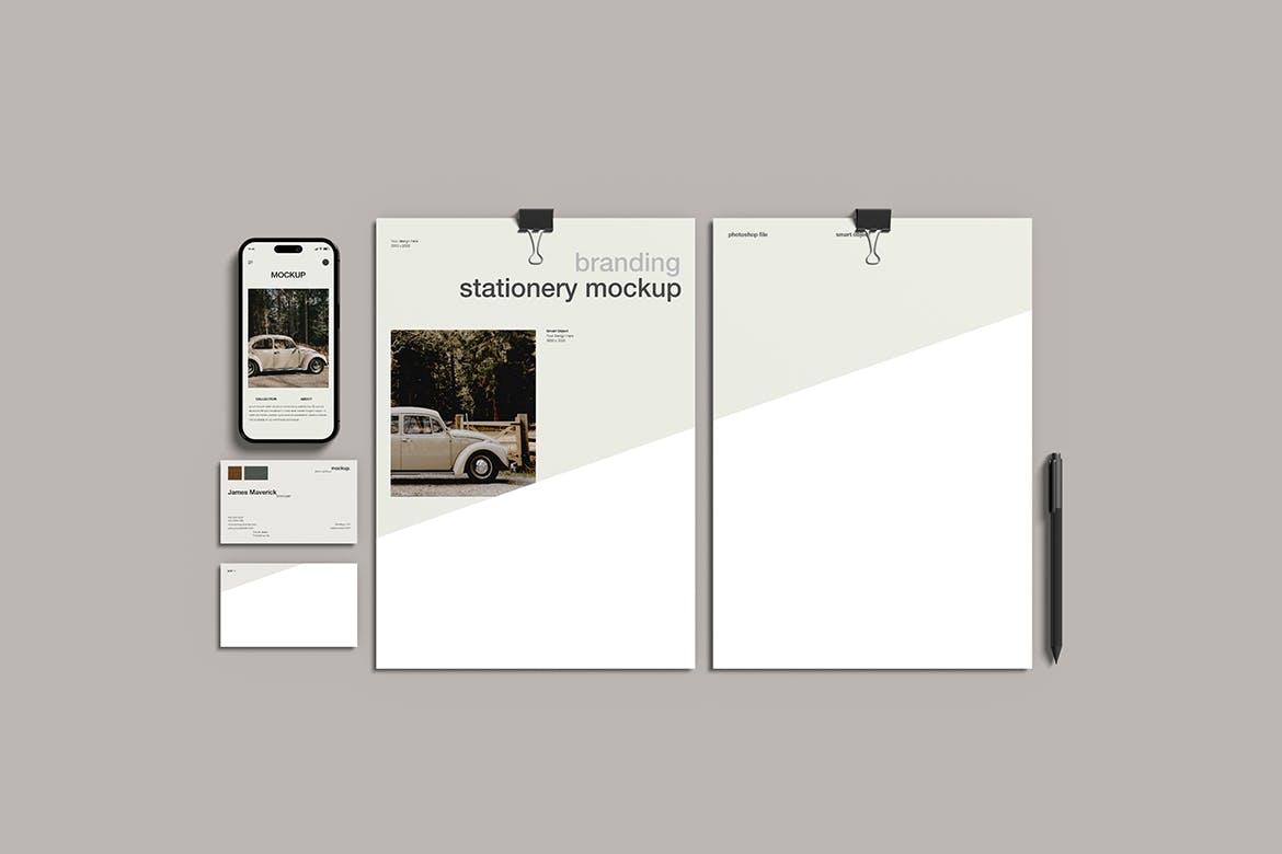 优雅的文具品牌设计样机 Elegant Stationery Branding Mockup 样机素材 sucaiwan.com