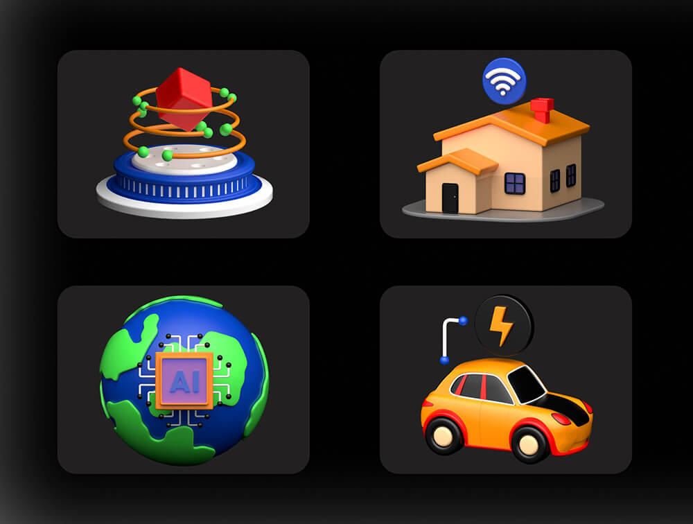 现代科技技术3D图标集 图标素材 sucaiwan.com