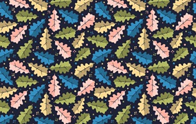 橡树叶子无缝图案矢量背景素材 Oak Leaf Pattern
