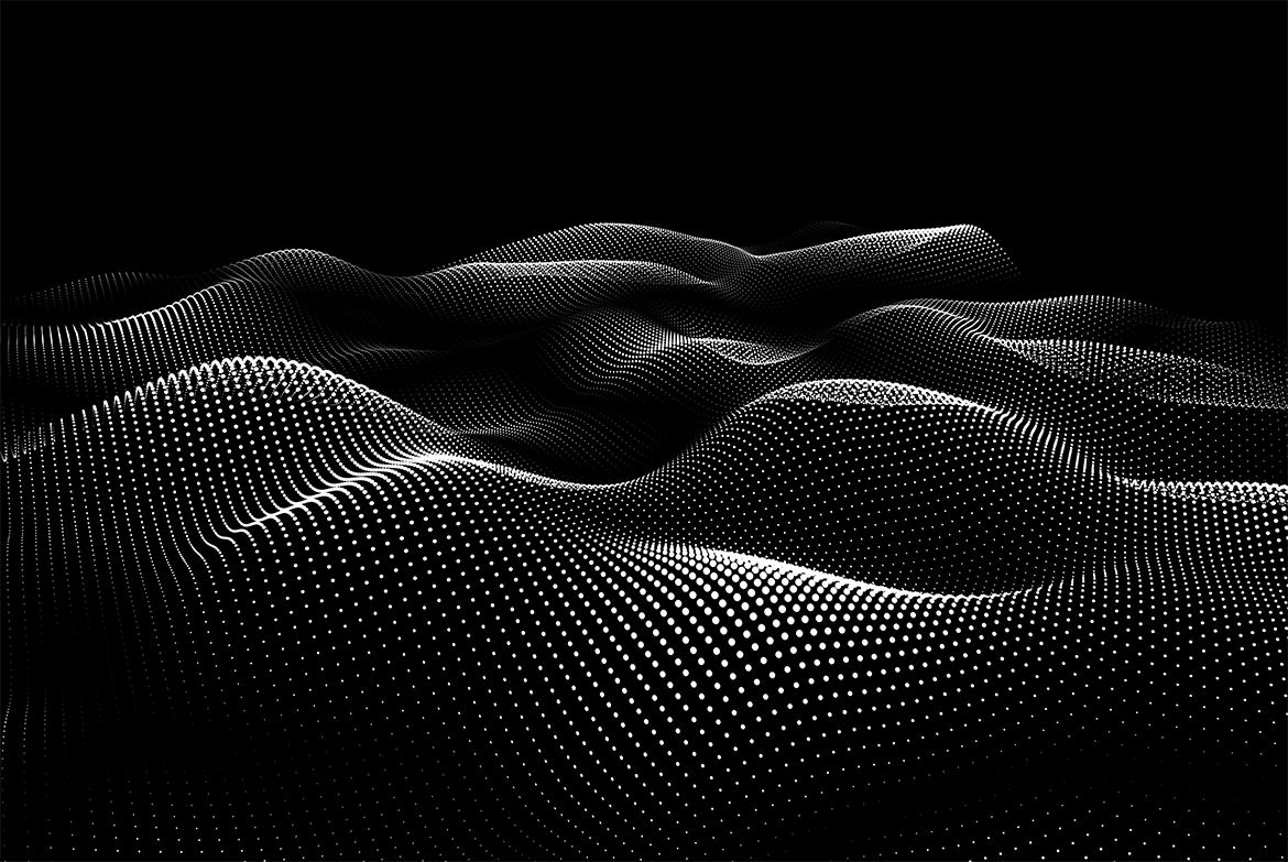 立体白色粒子波浪黑色背景 GEO_NOISE5 Image Pack 图片素材 sucaiwan.com