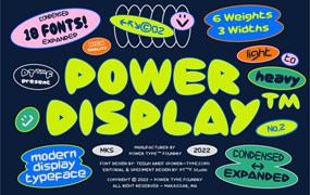 新潮流复古疯克文化爵士嘻哈俏皮英文装饰字体 Power Display Font Family
