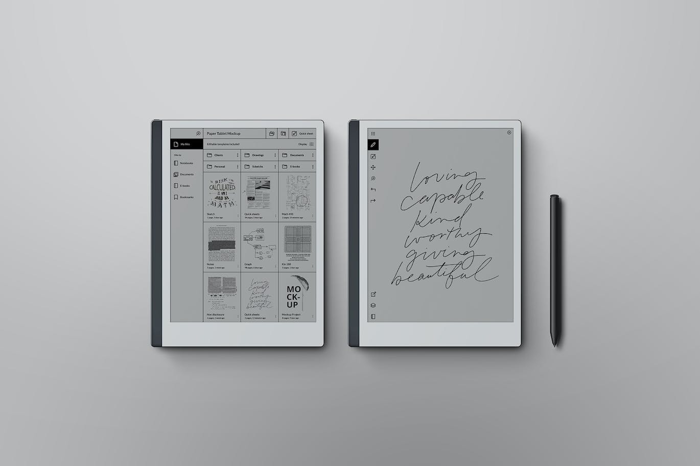纸质平板电脑顶视图样机psd模板 Paper Tablet Mockup Top View 样机素材 sucaiwan.com