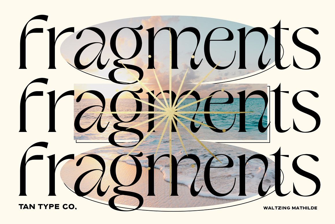 英文字体：优雅俏皮逆反差酸性海报标题徽标设计衬线英文字体 TAN - WALTZING MATHILDE 设计素材 sucaiwan.com