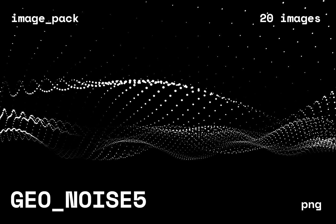 立体白色粒子波浪黑色背景 GEO_NOISE5 Image Pack 图片素材 sucaiwan.com