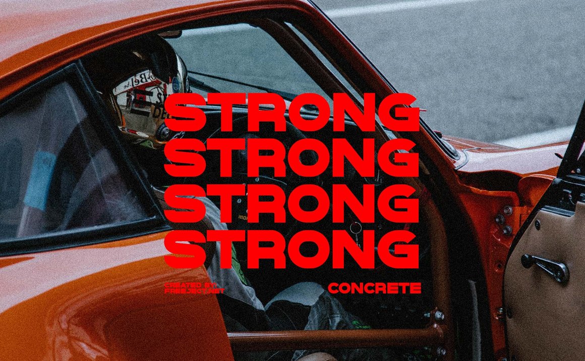英文字体：现代时尚朋克未来杂志海报标题徽标logo设计无衬线英文字体 strong concrete – display font 设计素材 sucaiwan.com