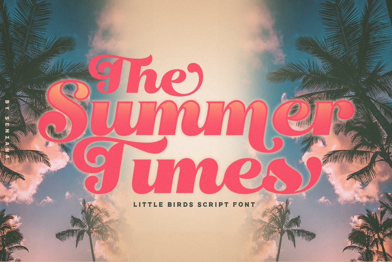 “仿鸟”线条复古风简洁英文字体脚本 Little Birds Script 设计素材 sucaiwan.com