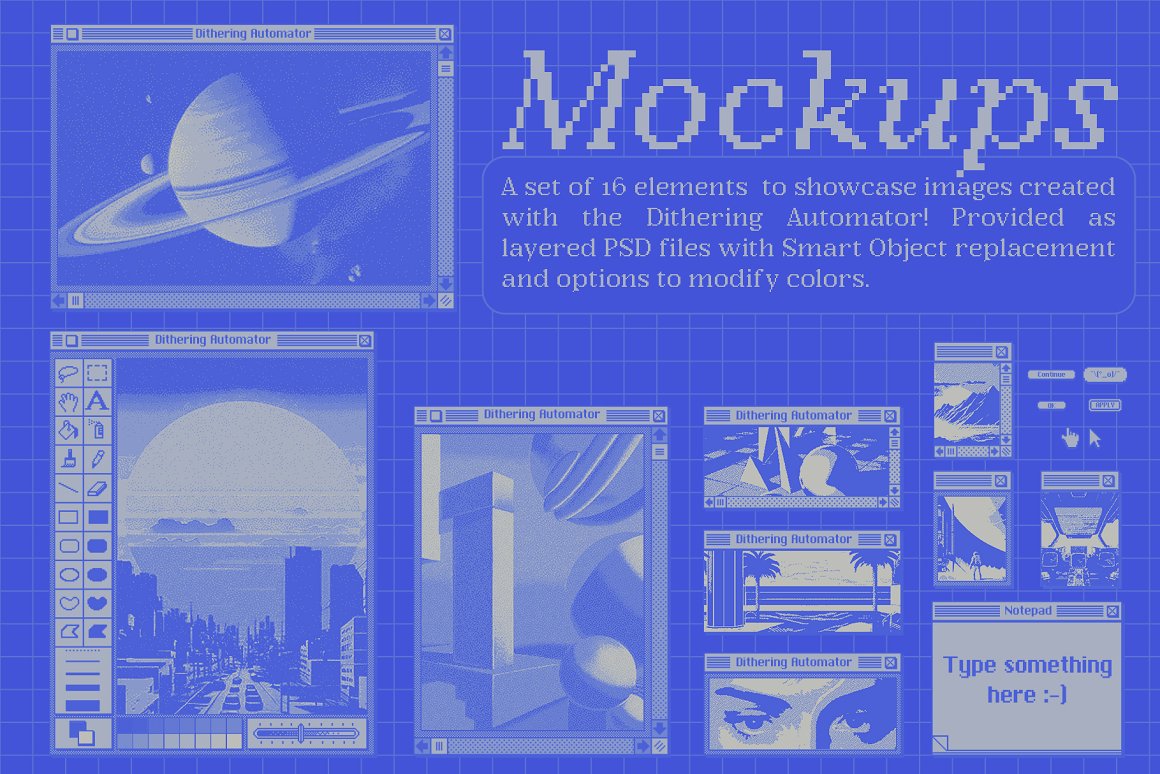 MIKSKS 复古低保真位图抖动半色调美学图案调色板+PSD模板 MIKSKS - Dithering Automator . 第11张-素材湾丨精选海外优质设计素材资源 MIKSKS 复古低保真位图抖动半色调美学图案调色板+PSD模板 MIKSKS - Dithering Automator . sucaiwan.com