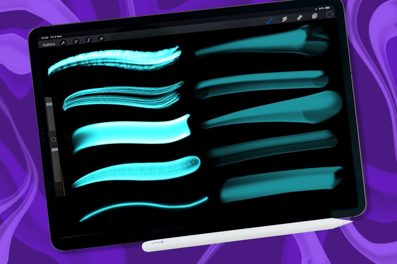 霓虹灯效果Procreate笔刷素材 Neon Light Brush Procreate 样机素材 sucaiwan.com