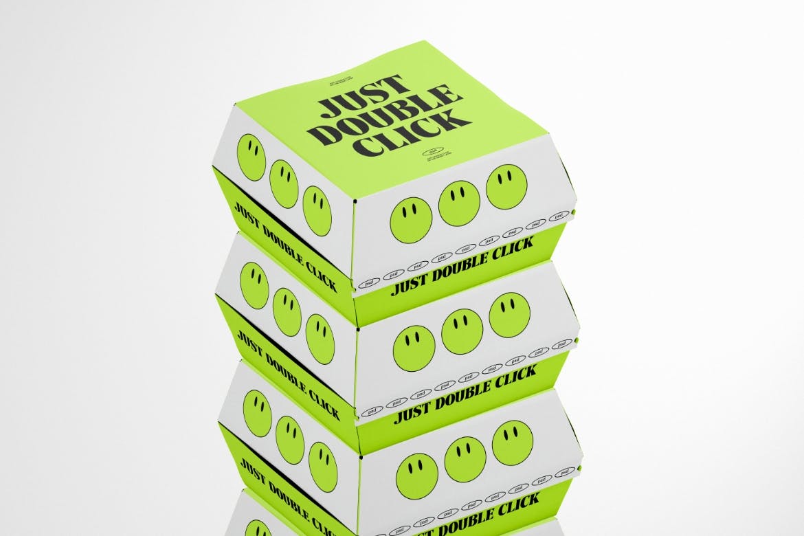 汉堡外卖纸盒样机图psd模板 Burger Box Mockup 样机素材 sucaiwan.com