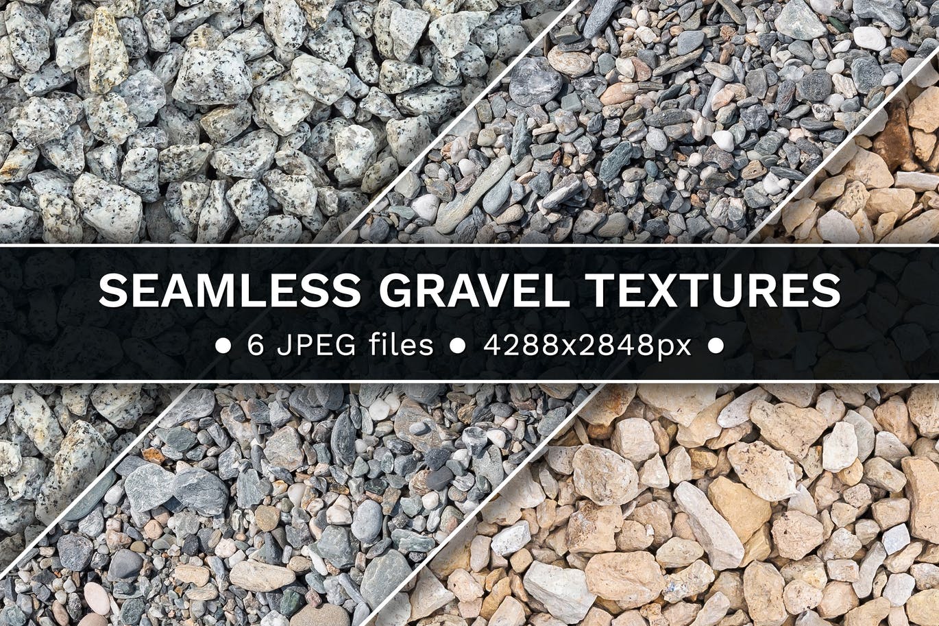 6个碎石石头无缝纹理背景套件 Set of 6 seamless gravel textures 图片素材 sucaiwan.com