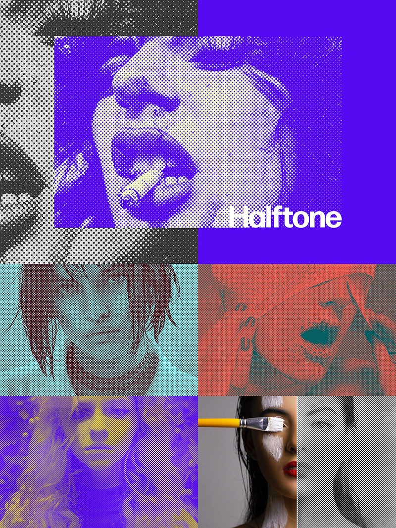 16款波普艺术半色调纹理图层样式PSD 图片素材 sucaiwan.com