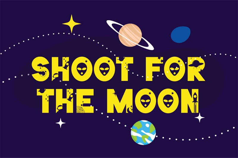 Galaksi卡通太空元素英文字体 设计素材 sucaiwan.com