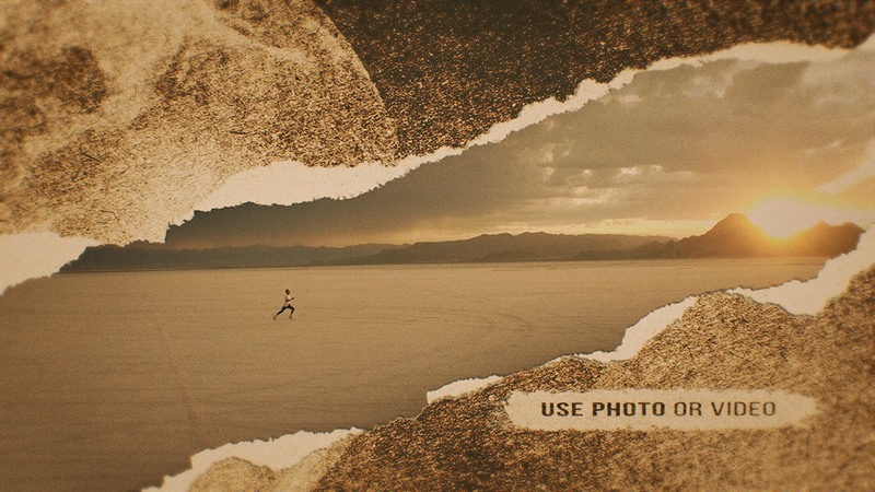 PR模板：复古风格撕纸效果宣传简介开场预告片 插件预设 sucaiwan.com