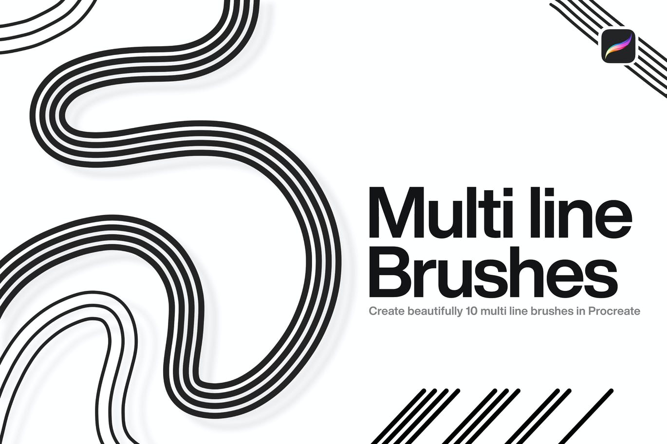 10个iPad专用多线条Procreate笔刷素材 10 Multi Line Brushes Procreate 笔刷资源 sucaiwan.com